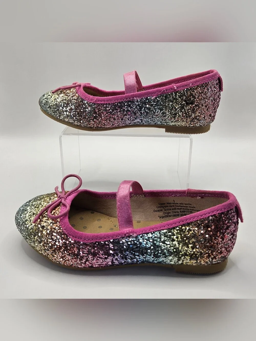 Cat & Jack Glitter & Dusty Rose Ballet Flats - 2 Pair Bundle. Size 9